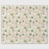 Niedliche Weihnachtspolarbären in Evergreen Forest Geschenkpapier (Flach)
