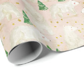 Niedliche Weihnachtspolarbären in Evergreen Forest Geschenkpapier (Rolleneckpunkt)