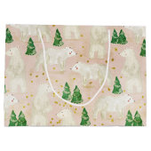 Niedliche Weihnachtspolarbären in Evergreen Forest Große Geschenktüte (Rückseite)