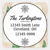 Niedliche Weihnachtspolarbären in Evergreen Forest Quadratischer Aufkleber (Vorderseite)