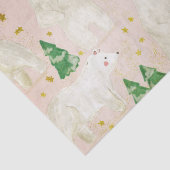Niedliche Weihnachtspolarbären in Evergreen Forest Seidenpapier (Detail)