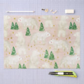 Niedliche Weihnachtspolarbären in Evergreen Forest Seidenpapier (Handwerk)