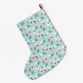 Niedliche Weihnachtspolarbären und -pinguine Großer Weihnachtsstrumpf