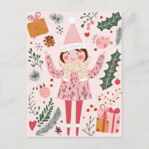 Niedliche Weihnachtspostkarte Postkarte