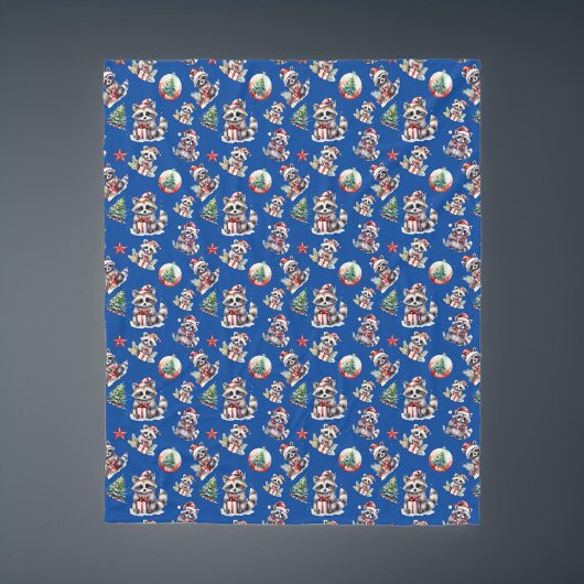 Niedliche Weihnachtsrakoons mit Geschenken Snowglo Fleecedecke