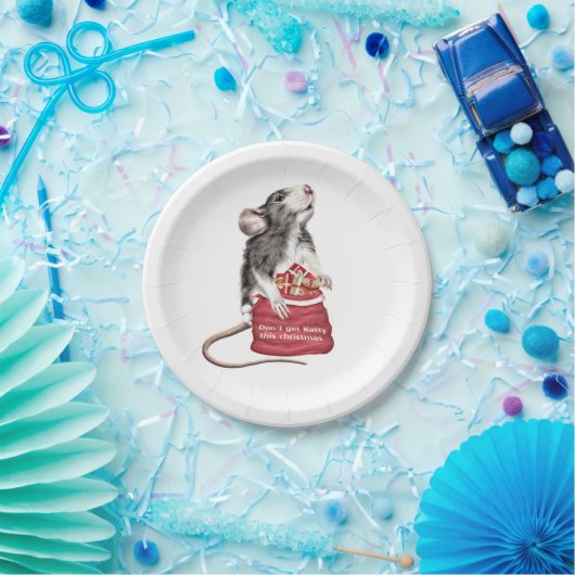 Niedliche Weihnachtsratte Pappteller (Party)