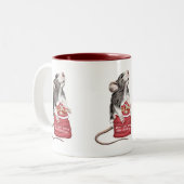 Niedliche Weihnachtsratte Zweifarbige Tasse (Vorderseite Links)
