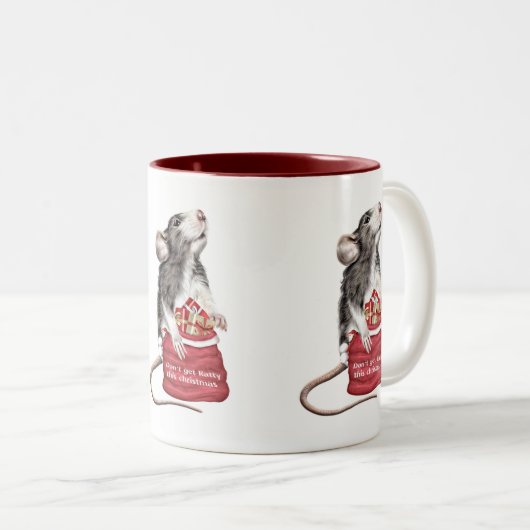 Niedliche Weihnachtsratte Zweifarbige Tasse (VorderseiteRechts)