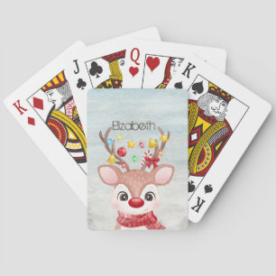 Niedliche Weihnachtsrenneer Spielkarten