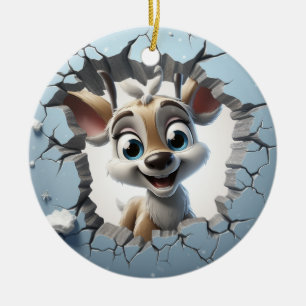 Niedliche Weihnachtsrinder Keramik Ornament