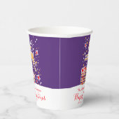 Niedliche Weihnachtsrinder lila Rotgebräuche Pappbecher (Rechts)