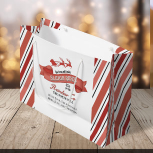 Niedliche Weihnachtsrot und Weiß Personalisiert Große Geschenktüte