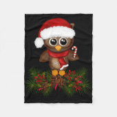 Niedliche Weihnachtsschale auf Kiefernzweig Fleece (Vorderseite)