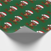 Niedliche Weihnachtsschale auf Kiefernzweig Geschenkpapier (Ecke)