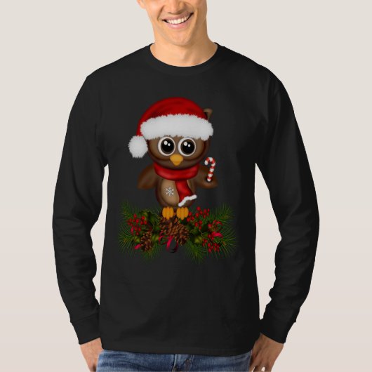 Niedliche Weihnachtsschale auf Kiefernzweig Shirt (Vorderseite)