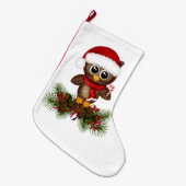 Niedliche Weihnachtsschale auf Kiefernzweig Strump Großer Weihnachtsstrumpf (Vorderansicht (hängend))