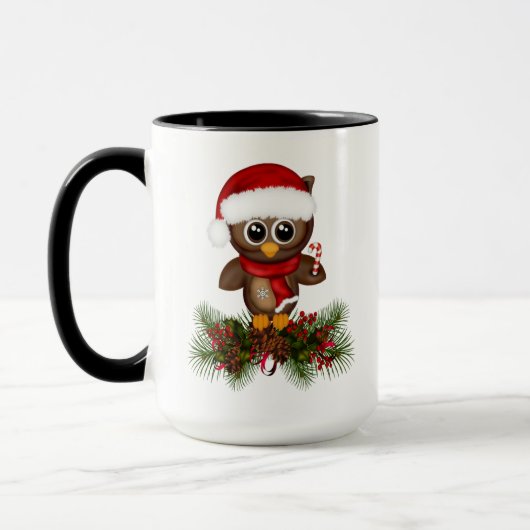 Niedliche Weihnachtsschale auf Kiefernzweig Tasse (Links)