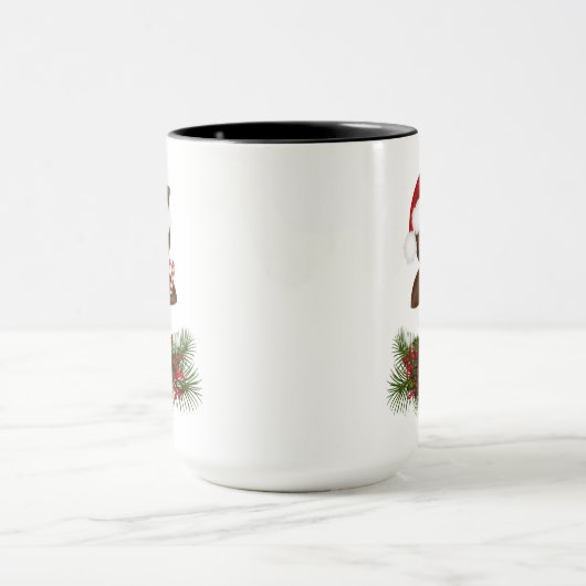 Niedliche Weihnachtsschale auf Kiefernzweig Tasse (Zentrum)