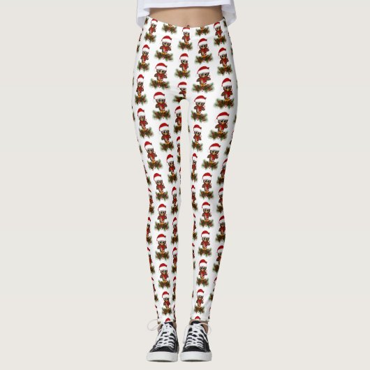 Niedliche Weihnachtsschale auf Kiefernzweigen Legg Leggings (Vorderseite)