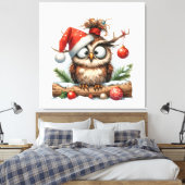 Niedliche Weihnachtsschale mit Weihnachtsmannmütze Leinwanddruck (Insitu (Schlafzimmer))