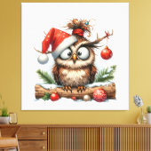 Niedliche Weihnachtsschale mit Weihnachtsmannmütze Leinwanddruck (Insitu (Wohnzimmer))