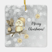 Niedliche Weihnachtsschale mit Zweigen und Ballen Keramikornament (Vorderseite)