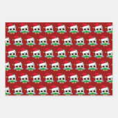 Niedliche Weihnachtsschale Rot Geschenkpapier Set (Vorderseite 3)