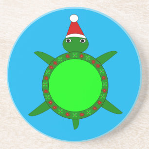 Niedliche Weihnachtsschildkröte mit blühender Musc Getränkeuntersetzer
