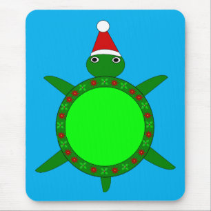 Niedliche Weihnachtsschildkröte mit blühender Musc Mousepad