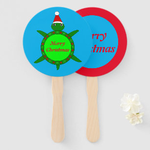 Niedliche Weihnachtsschildkröte mit Blumenmotiv-Mu Fächer