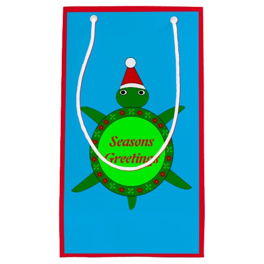 Niedliche Weihnachtsschildkröte mit Blumenmotiv-Mu Kleine Geschenktüte (Vorderseite)