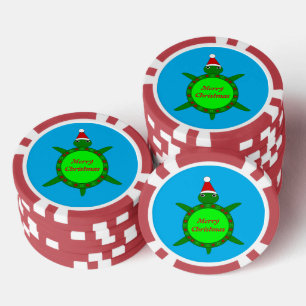 Niedliche Weihnachtsschildkröte mit Blumenmotiv-Mu Pokerchips