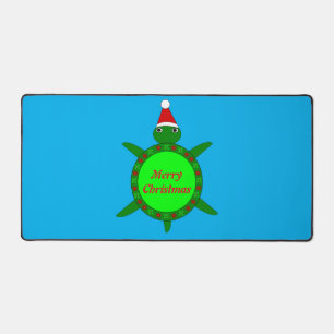 Niedliche Weihnachtsschildkröte mit Blumenmotiv-Mu Schreibtischunterlage