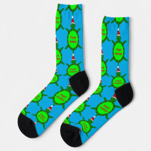 Niedliche Weihnachtsschildkröte mit Blumenmotiv-Mu Socken
