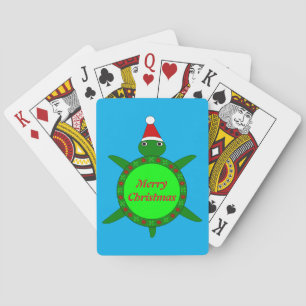 Niedliche Weihnachtsschildkröte mit Blumenmotiv-Mu Spielkarten