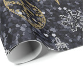 Niedliche Weihnachtsschmuck Black Geschenkpapier (Rolleneckpunkt)