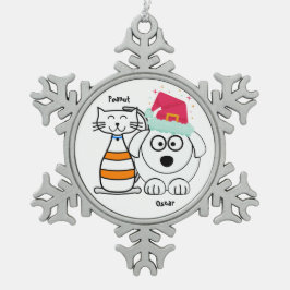 Niedliche Weihnachtsschmuck für Katzen und Hunde p Schneeflocken Zinn-Ornament