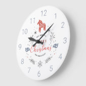 Niedliche Weihnachtsschmuck Typografie & Tiere Große Wanduhr (Winkel)