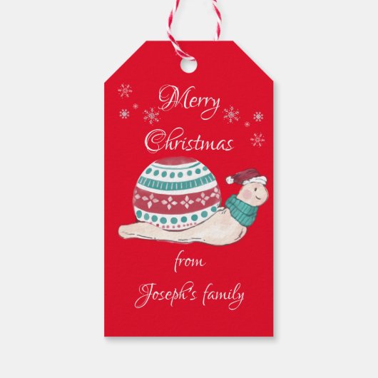 Niedliche Weihnachtsschnecke Geschenkanhänger (Rückseite)