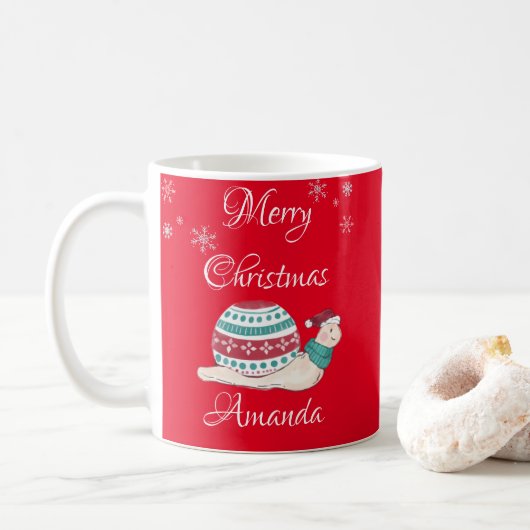 Niedliche Weihnachtsschnecke Kaffeetasse (Mit Donut)