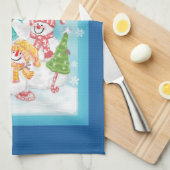 Niedliche Weihnachtsschneefamilie im Schnee Geschirrtuch (Viertel Falte)