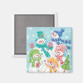 Niedliche Weihnachtsschneefamilie im Schnee Magnet (Vorderseite/Rückseite)