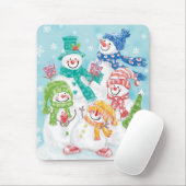 Niedliche Weihnachtsschneefamilie im Schnee Mousepad (Mit Mouse)