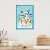 Niedliche Weihnachtsschneefamilie im Schnee Poster (Küche)
