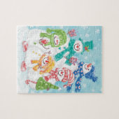 Niedliche Weihnachtsschneefamilie im Schnee Puzzle (Horizontal)