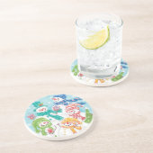 Niedliche Weihnachtsschneefamilie im Schnee Sandstein Untersetzer (Seite)