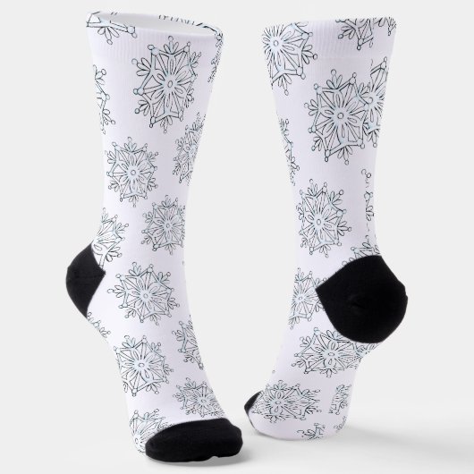 Niedliche Weihnachtsschneeflocken, Winterschnee Bl Socken (Gewinkelt)