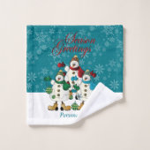 Niedliche Weihnachtsschneefreunde Badhandtuch Set (Waschlappen)