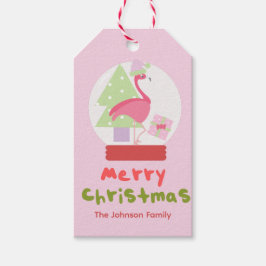 Niedliche Weihnachtsschneeglobe Flamingo Pink Fami Geschenkanhänger