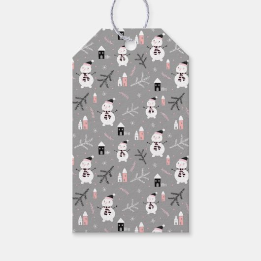 Niedliche Weihnachtsschneemännchen-Tags Geschenkanhänger (Vorderseite)